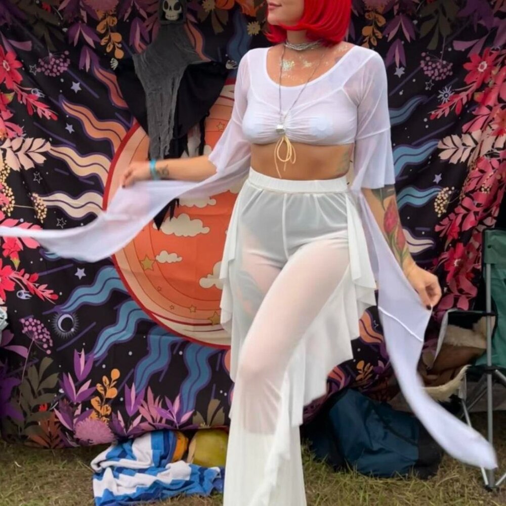 Little black diamond white mesh fairy top